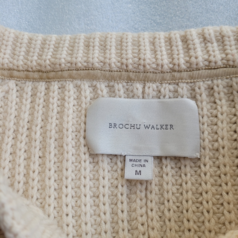 Brochu Walker Wool Cashmere Mixed Knit Cream Sweater Medium - Picture 8 of 11